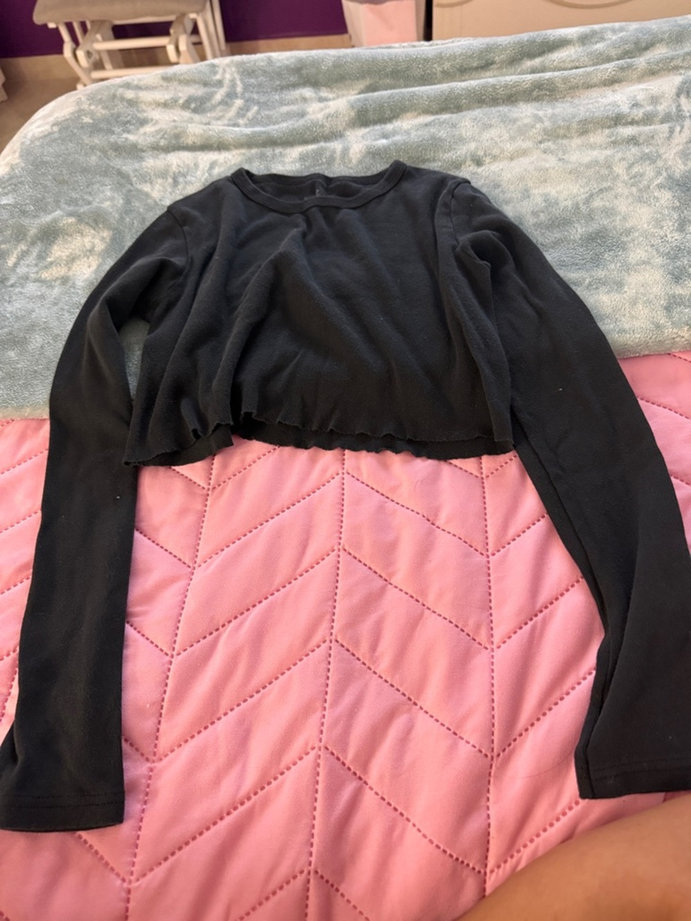 Brandy Melville Black Long-Sleeve Cropped Crew
